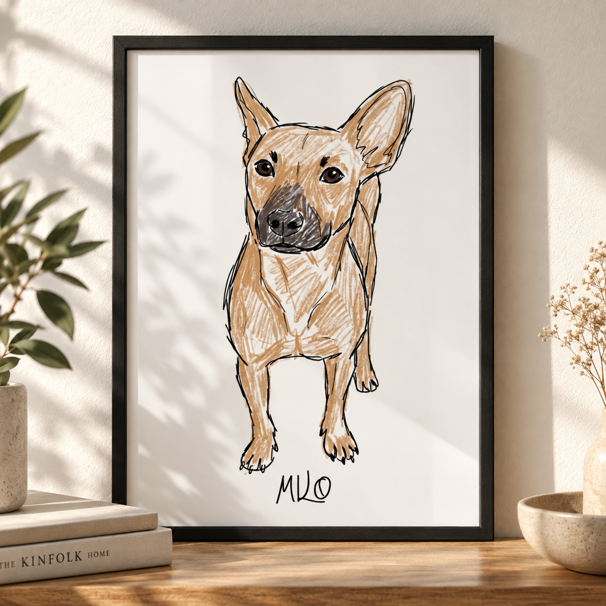 Personalisiertes Doodle-Hundeporträt mit Name