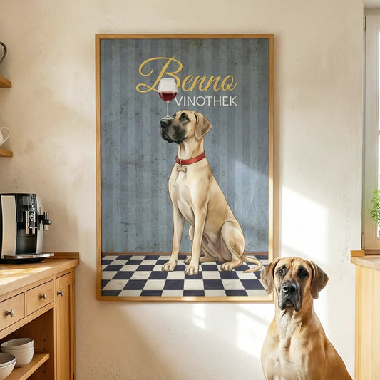 Personalisiertes Vintage Poster mit Zeichnung deines Hundes - Poster