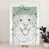 Personalisierte Decke für Hundebesitzer im Minimal Line Drawing Style mit eigenem Bild - Decke